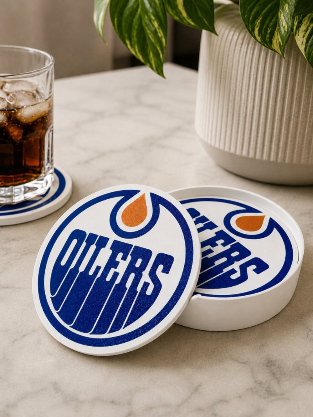 Edmonton Oilers 3D Printed Coasters Set – NHL Hockey Drink Coasters
